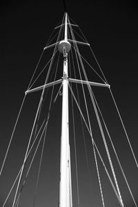 Low angle view of suspension bridge against sky