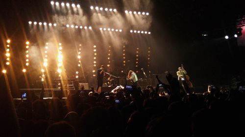 People enjoying music concert at night