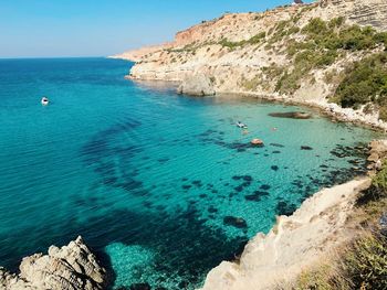 Scenic view of sea and rocks