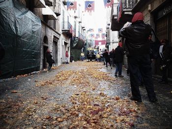 Narrow alley along buildings