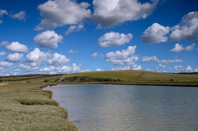 Scenic view of lake against sky