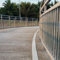 Close up of footbridge with railing