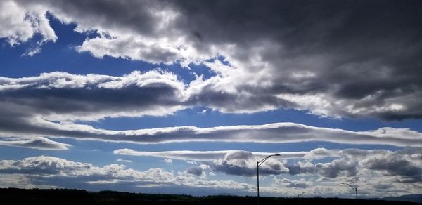 Low angle view of birds against cloudy sky