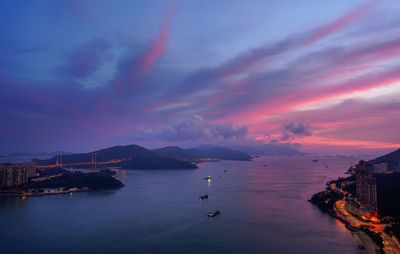 Scenic view of sea against sky at sunset