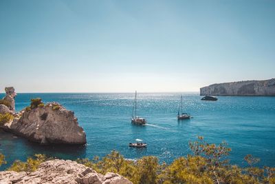 Scenic view of sea against clear sky