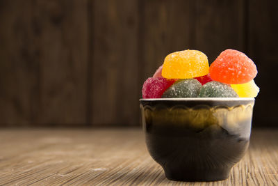 Close-up of dessert on table