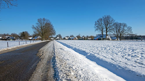 Dutch winter landscape in the countryside in the netherlands