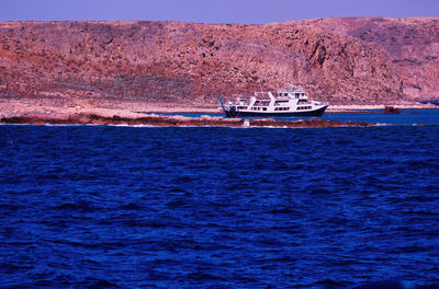 Boat sailing in sea