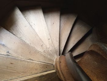 High angle view of spiral staircase