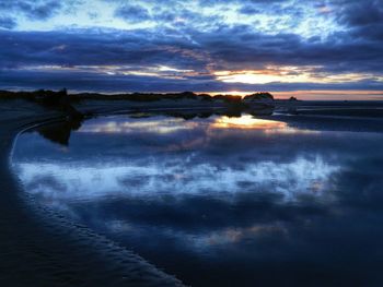 Scenic view of sea against cloudy sky