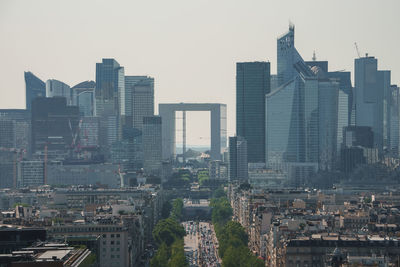 Cityscape against clear sky