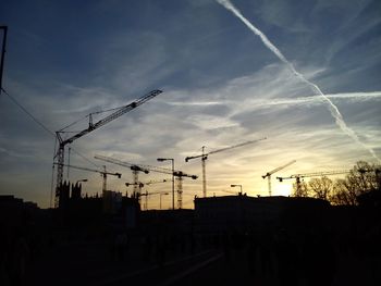 Built structure against sky at sunset