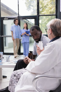 Business colleagues working at clinic