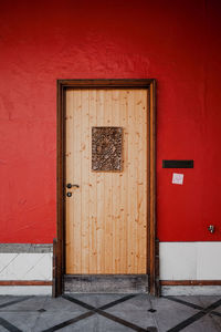 Closed door of old building