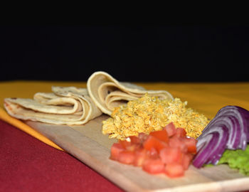 Close-up of food on cutting board