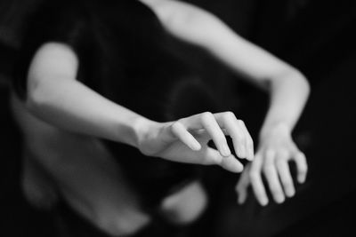 Close-up of woman in darkroom