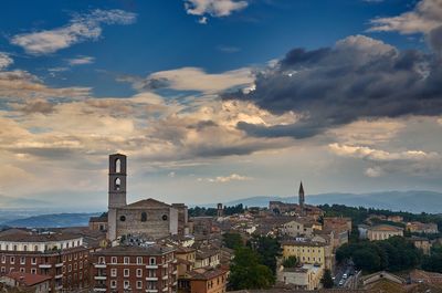 View of city at sunset