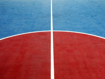 High angle view of basketball court