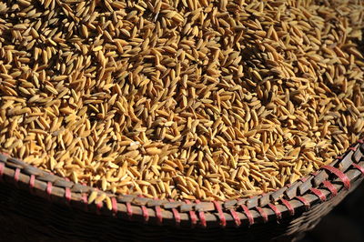 High angle view of wicker basket