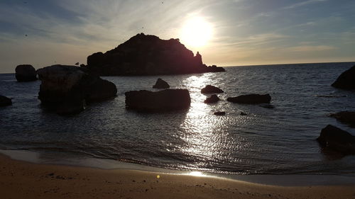 Scenic view of sea during sunset