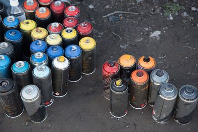 Full frame shot of multi colored bottles