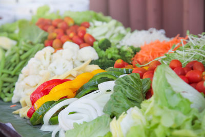 Close-up of chopped vegetables