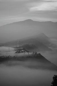 Scenic view of edge of a caldera against sky