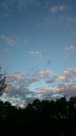 Silhouette of trees against cloudy sky