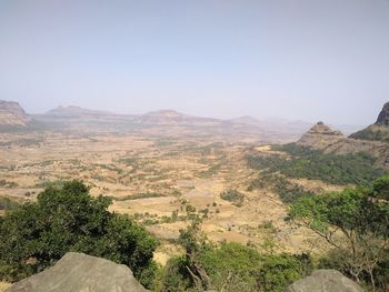 High angle view of landscape against clear sky