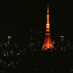 Silhouette of ferris wheel at night