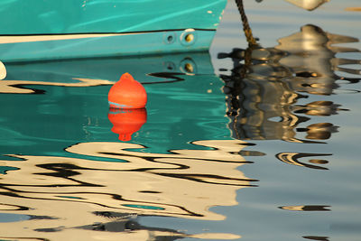 Aerial view of a boat floating on lake