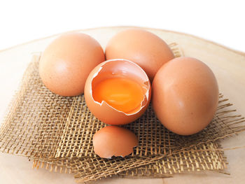 High angle view of breakfast on table