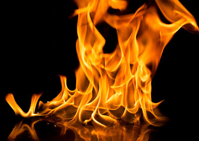 Close-up of fire against black background