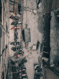 High angle view of buildings in city