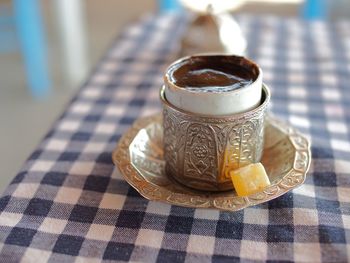 Turkish coffee on table