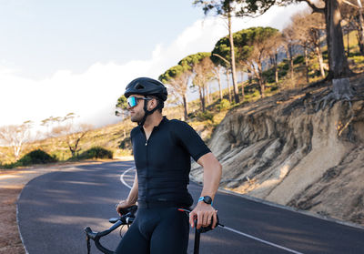 Man riding bicycle