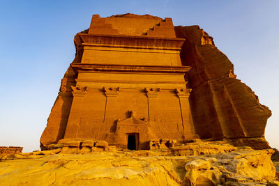 Saudi arabia, medina province, al ula, qasr al-farid tomb in mada’in salih