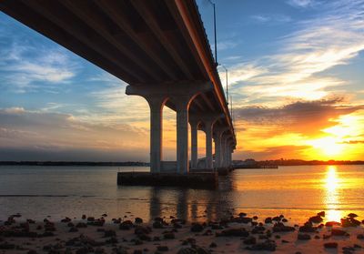 View of bridge at sunset