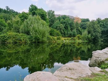 Scenic view of lake against sky