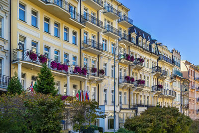 Sadova street with beautiful historical houses in karlovy vary, czech republic