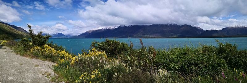 Panoramic view of lake against sky