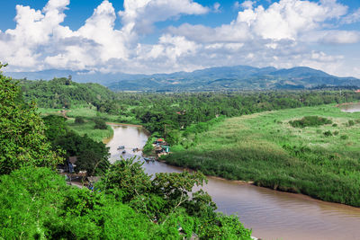 Scenic view of lake against sky