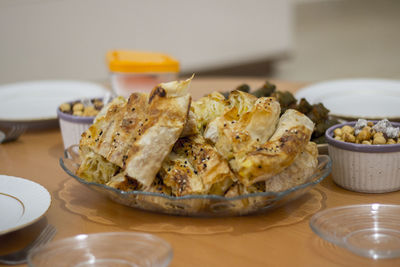 Close-up of food in plate on table