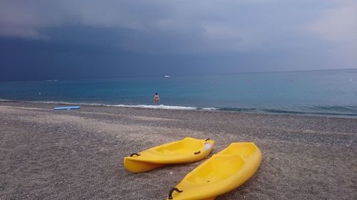 Scenic view of beach against sky