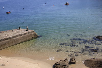 High angle view of jetty by sea