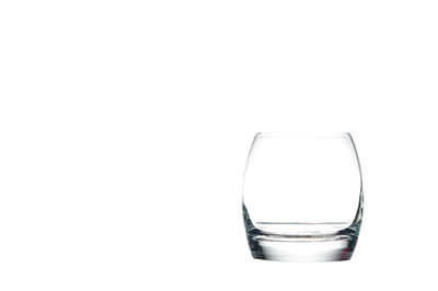 Glass of water against white background