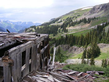 Panoramic view of ruins of mountain against sky