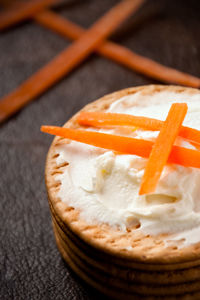 Close-up of ice cream on table