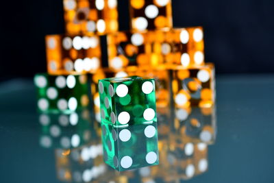 Close-up of illuminated lights at night