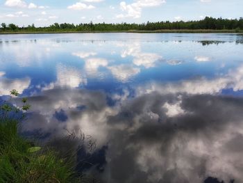 Scenic view of lake against sky